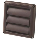 Deflecto® HSF6B Louvered Vent Hood, 6 in, Flush Mounting, 8 in L, 8 in W, 1/2 in D, Plastic
